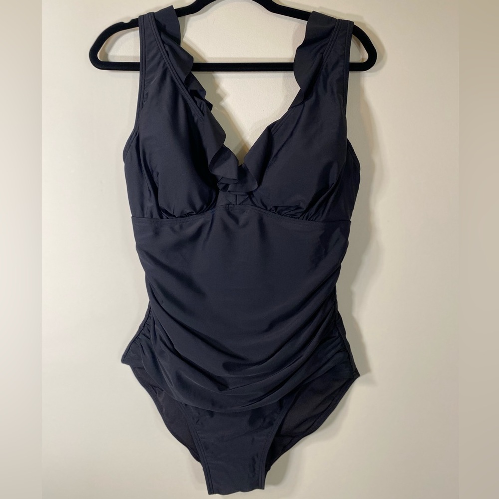 DKNY‎ Ruffle Plunge One-Piece
Swimsuit - Picture 2 of 9